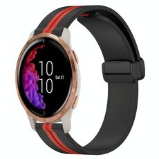 Per Garmin Venu 20mm Cinturino pieghevole in silicone con chiusura magnetica (nero + rosso)