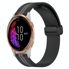 Per Garmin Venu 20mm Cinturino pieghevole in silicone con chiusura magnetica (nero + grigio)