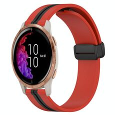 Per Garmin Venu 20mm Cinturino pieghevole in silicone con chiusura magnetica (rosso + nero)