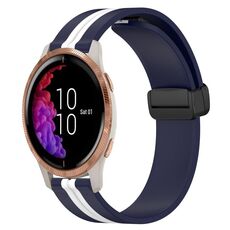 Per Garmin Venu 20mm cinturino pieghevole in silicone con chiusura magnetica (blu notte + bianco)