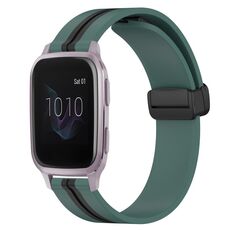 Per cinturino in silicone pieghevole con chiusura magnetica da 20 mm Garmin Venu SQ (verde oliva + nero)