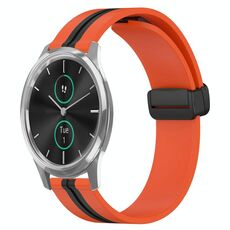 Per Garminmove Luxe Cinturino in silicone pieghevole da 20 mm con chiusura magnetica (arancione + nero)