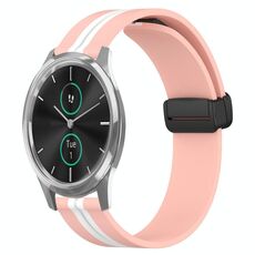 Per Garminmove Luxe Cinturino in silicone pieghevole da 20 mm con chiusura magnetica (rosa + bianco)