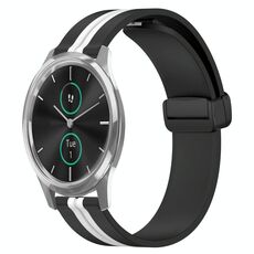 Per Garminmove Luxe cinturino in silicone pieghevole da 20 mm con chiusura magnetica (nero + bianco)