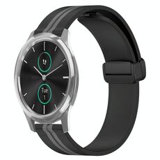 Per Garminmove Luxe Cinturino in silicone pieghevole da 20 mm con chiusura magnetica (nero + grigio)