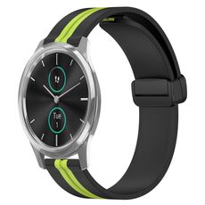 Per Garminmove Luxe Cinturino in silicone pieghevole da 20 mm con chiusura magnetica (nero + verde lime)