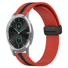 Per Garminmove Luxe Cinturino in silicone pieghevole da 20 mm con chiusura magnetica (rosso + nero)
