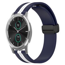 Per Garminmove Luxe Cinturino in silicone pieghevole da 20 mm con chiusura magnetica (blu notte + bianco)