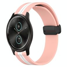 Per Garmin Garminmove Style 20mm Cinturino pieghevole in silicone con chiusura magnetica (rosa + bianco)
