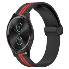 Per Garmin Garminmove Style 20mm Cinturino pieghevole in silicone con chiusura magnetica (nero + rosso)