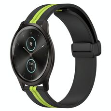 Per Garmin Garminmove Style 20mm Cinturino pieghevole in silicone con chiusura magnetica (nero + verde lime)