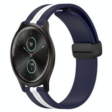 Per Garmin Garminmove Style 20mm Cinturino pieghevole in silicone con chiusura magnetica (blu notte + bianco)