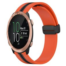 Per Garmin Forerunner 645 Music 20mm Cinturino in silicone pieghevole con chiusura magnetica (arancione + nero)