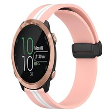 Per Garmin Forerunner 645 Music 20mm Cinturino in silicone pieghevole con chiusura magnetica (rosa + bianco)