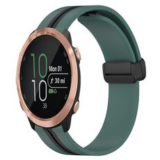 Per Garmin Forerunner 645 Music 20mm Cinturino pieghevole in silicone con chiusura magnetica (verde oliva + nero)