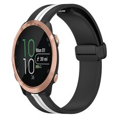 Per Garmin Forerunner 645 Music 20mm Cinturino in silicone pieghevole con chiusura magnetica (nero + bianco)