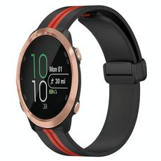 Per Garmin Forerunner 645 Music 20mm Cinturino in silicone pieghevole con chiusura magnetica (nero + rosso)