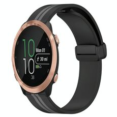 Per Garmin Forerunner 645 Music 20mm Cinturino in silicone pieghevole con chiusura magnetica (nero + grigio)