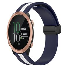 Per Garmin Forerunner 645 Music 20mm Cinturino pieghevole in silicone con chiusura magnetica (blu notte + bianco)