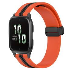 Per Garmin Forerunner Sq2 20mm cinturino in silicone pieghevole con chiusura magnetica (arancione + nero)