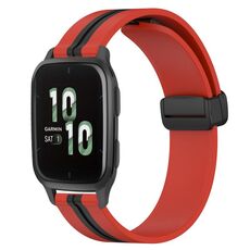 Per Garmin Forerunner Sq2 20 mm pieghevole cinturino in silicone con chiusura magnetica (rosso + nero)