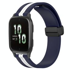 Per Garmin Forerunner Sq2 20mm cinturino in silicone pieghevole con chiusura magnetica (blu notte + bianco)