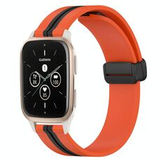 Per Garmin Forerunner Sq2 Music 20mm Cinturino in silicone pieghevole con chiusura magnetica (arancione + nero)