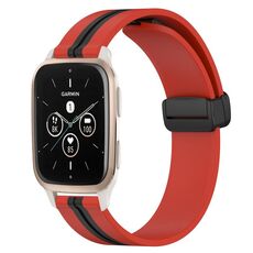 Per Garmin Forerunner Sq2 Music 20mm Cinturino in silicone pieghevole con chiusura magnetica (rosso + nero)