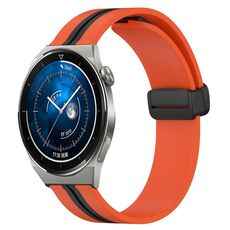 Per Huawei Watch GT3 Pro 43mm 20mm Cinturino in silicone pieghevole con chiusura magnetica (arancione + nero)