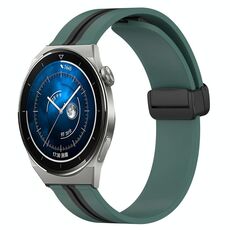Per Huawei Watch GT3 Pro 43mm 20mm Cinturino pieghevole in silicone con chiusura magnetica (verde oliva + nero)