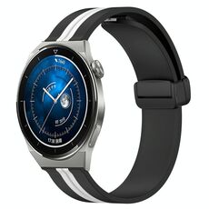 Per Huawei Watch GT3 Pro 43mm 20mm Cinturino in silicone pieghevole con chiusura magnetica (nero + bianco)