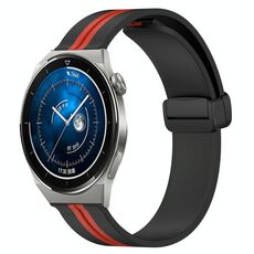 Per Huawei Watch GT3 Pro 43mm 20mm Cinturino in silicone pieghevole con chiusura magnetica (nero + rosso)