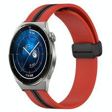 Per Huawei Watch GT3 Pro 43mm 20mm Cinturino in silicone pieghevole con chiusura magnetica (rosso + nero)