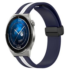 Per Huawei Watch GT3 Pro 43mm 20mm Cinturino in silicone pieghevole con chiusura magnetica (blu notte + bianco)