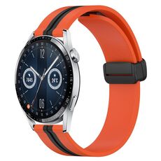 Per Huawei Watch GT3 42mm 20mm Cinturino pieghevole in silicone con chiusura magnetica (arancione + nero)