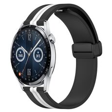 Per Huawei Watch GT3 42mm 20mm Cinturino in silicone pieghevole con chiusura magnetica (nero + bianco)