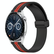 Per Huawei Watch GT3 42mm 20mm Cinturino in silicone pieghevole con chiusura magnetica (nero + rosso)