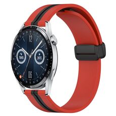 Per Huawei Watch GT3 42mm 20mm Cinturino in silicone pieghevole con chiusura magnetica (rosso + nero)