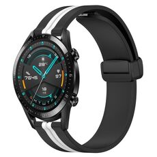 Per Huawei Watch GT2 42mm 20mm Cinturino in silicone pieghevole con chiusura magnetica (nero + bianco)