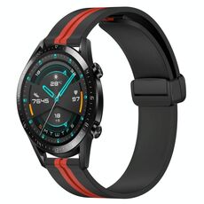 Per Huawei Watch GT2 42mm 20mm Cinturino in silicone pieghevole con chiusura magnetica (nero + rosso)