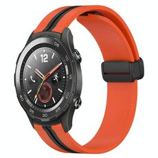 Per Huawei Watch 2 Cinturino in silicone pieghevole da 20 mm con chiusura magnetica (arancione + nero)