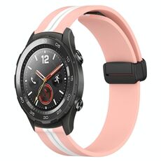Per Huawei Watch 2 Cinturino in silicone pieghevole da 20 mm con chiusura magnetica (rosa + bianco)