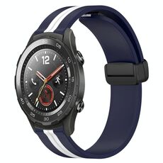 Per Huawei Watch 2 Cinturino in silicone pieghevole da 20 mm con chiusura magnetica (blu notte + bianco)