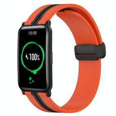 Cinturino per orologio in silicone con chiusura magnetica pieghevole For Honor Watch ES 20 mm (arancione + nero)