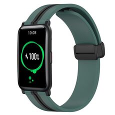 Cinturino per orologio in silicone con chiusura magnetica pieghevole da 20 mm For Honor Watch ES (verde oliva + nero)