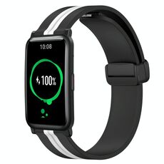Cinturino per orologio in silicone con chiusura magnetica pieghevole da 20 mm For Honor Watch ES (nero + bianco)