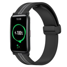 Cinturino per orologio in silicone con chiusura magnetica pieghevole For Honor Watch ES 20 mm (nero + grigio)