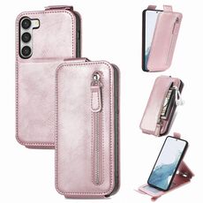 Per Samsung Galaxy S23 5G Portafoglio con cerniera verticale Custodia in pelle per telefono (oro rosa)