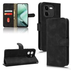 Custodia per telefono in pelle con vibrazione magnetica Skin Feel per vivo iQOO Z9X (nera)