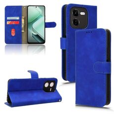 Custodia per telefono in pelle con vibrazione magnetica Skin Feel per vivo iQOO Z9X (blu)